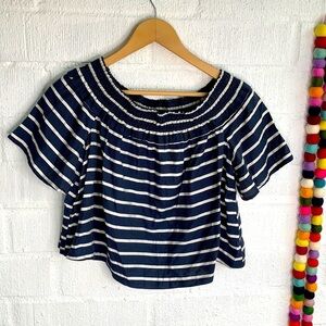 Topshop Striped Off The Shoulder Crop Top sz 6
